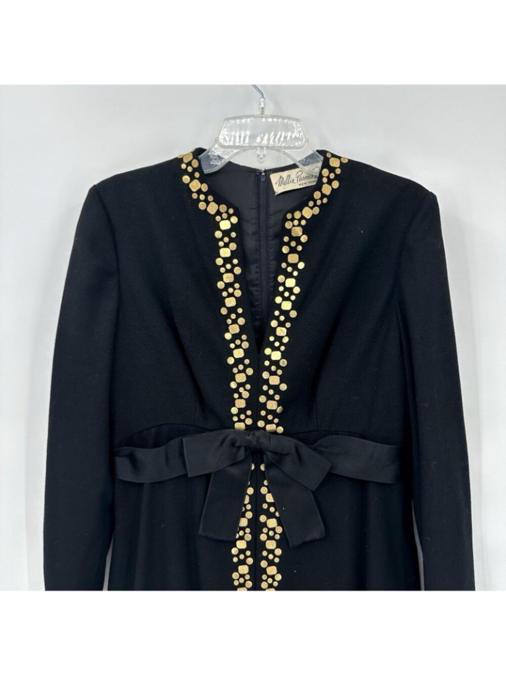 vintage 70s MOLLIE PARNIS BOUTIQUE black dress MEDIUM cocktail neiman marcus - Picture 3 of 11